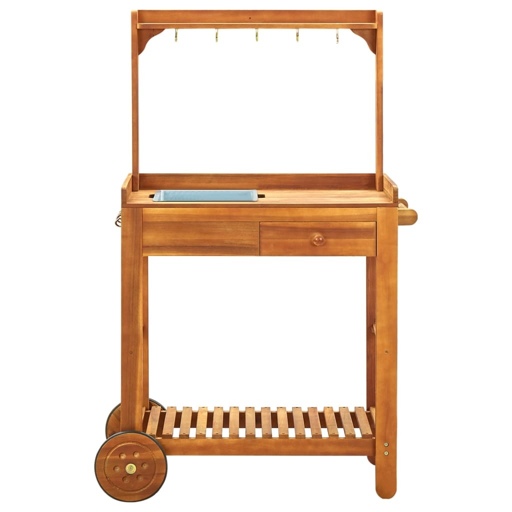 Garden Kitchen Trolley Solid Acacia Wood 36.2"x17.1"x55.7