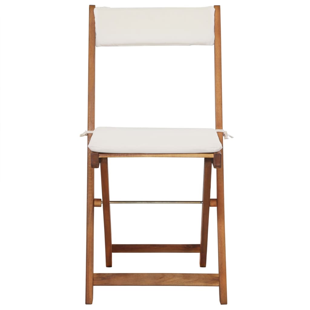 3 Piece Folding Bistro Set with Cushions Solid Acacia Wood