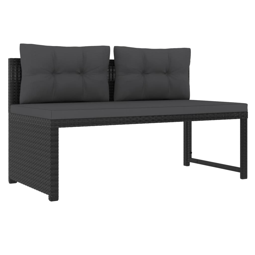 4 Piece Patio Lounge Set Poly Rattan Black
