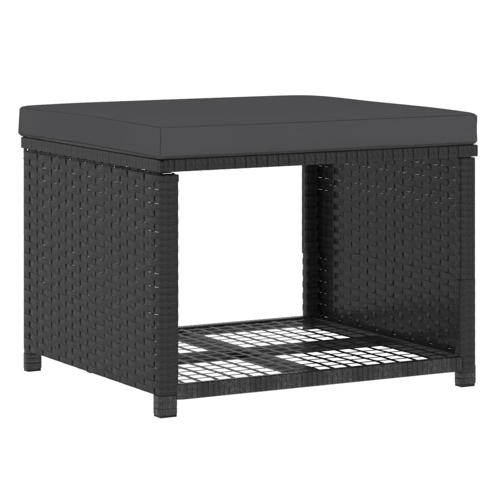 4 Piece Patio Lounge Set Poly Rattan Black
