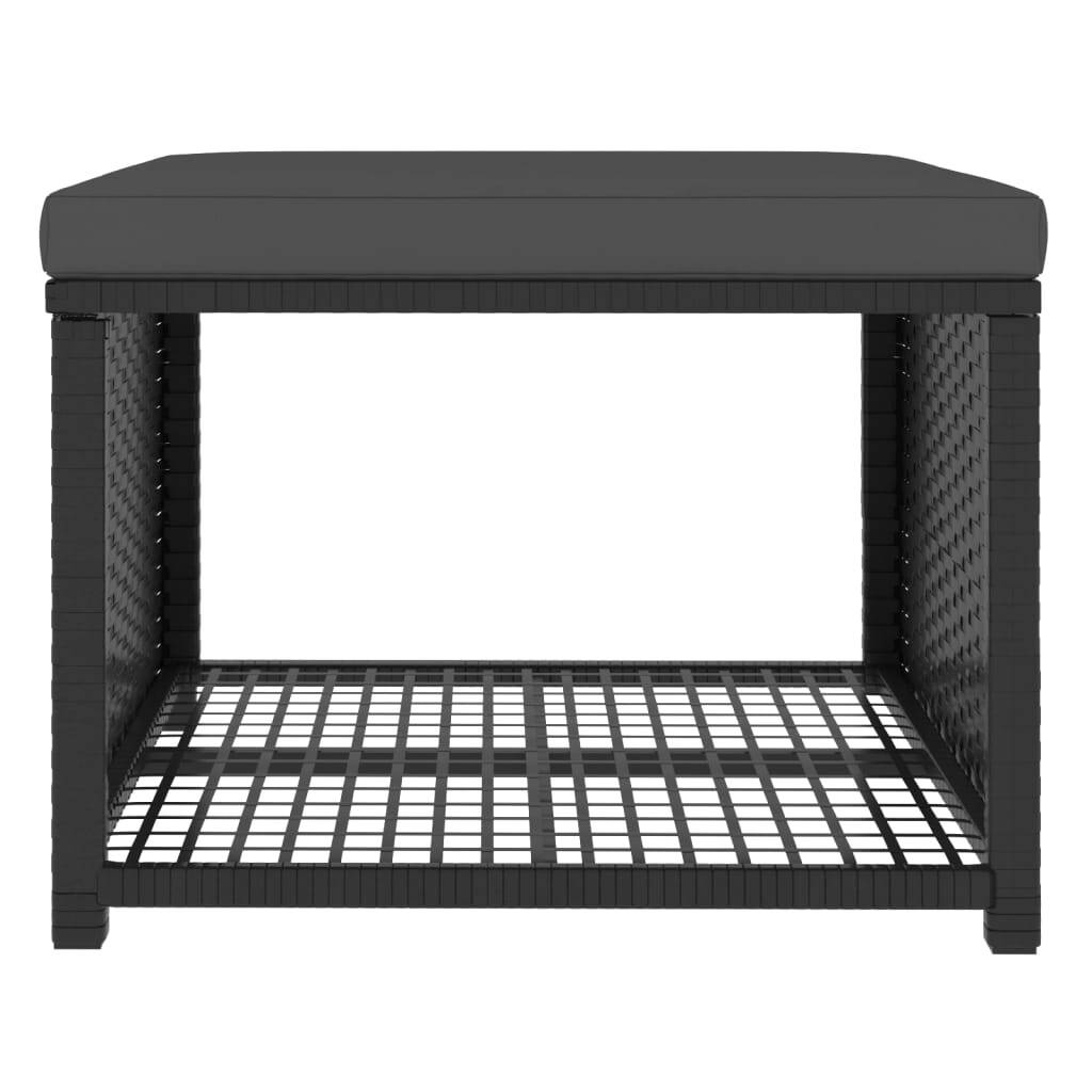 4 Piece Patio Lounge Set Poly Rattan Black