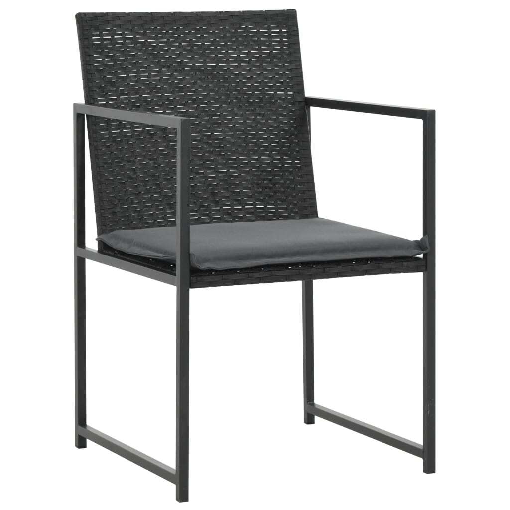9 Piece Patio Dining Set with Cushions Poly Rattan Black