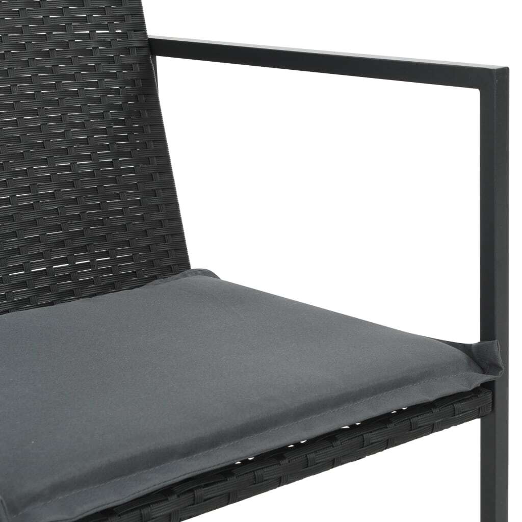 9 Piece Patio Dining Set with Cushions Poly Rattan Black