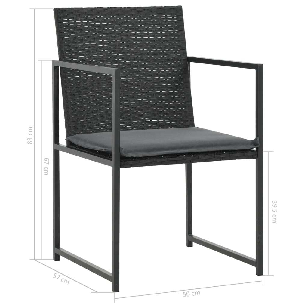 9 Piece Patio Dining Set with Cushions Poly Rattan Black