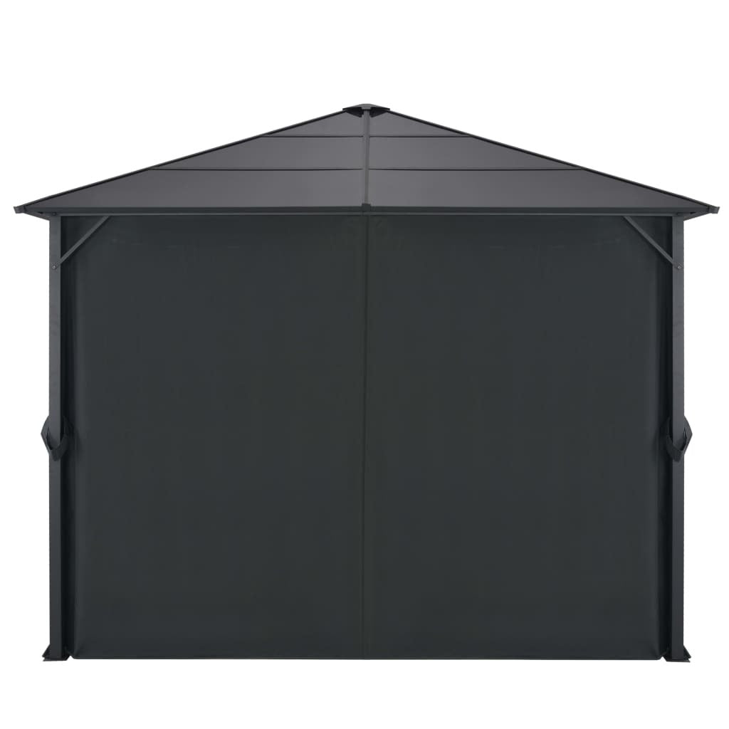 Gazebo with Curtain Aluminum 9.8'x9.8'Black