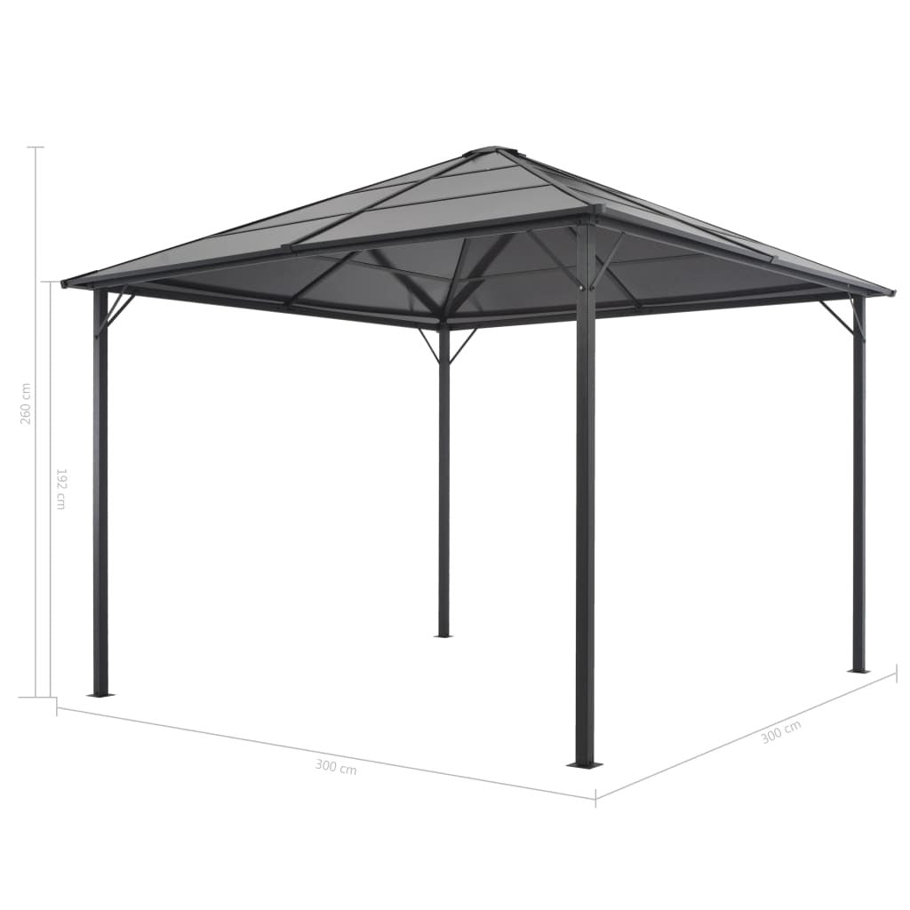 Gazebo with Curtain Aluminum 9.8'x9.8'Black