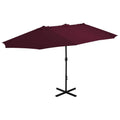 Garden Parasol with Aluminum Pole 181.1"x106.3" Bordeaux Red