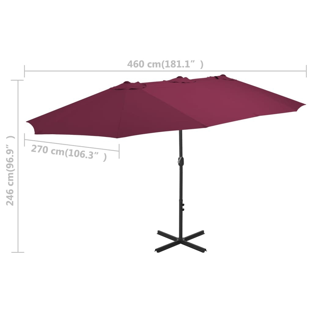 Garden Parasol with Aluminum Pole 181.1"x106.3" Bordeaux Red
