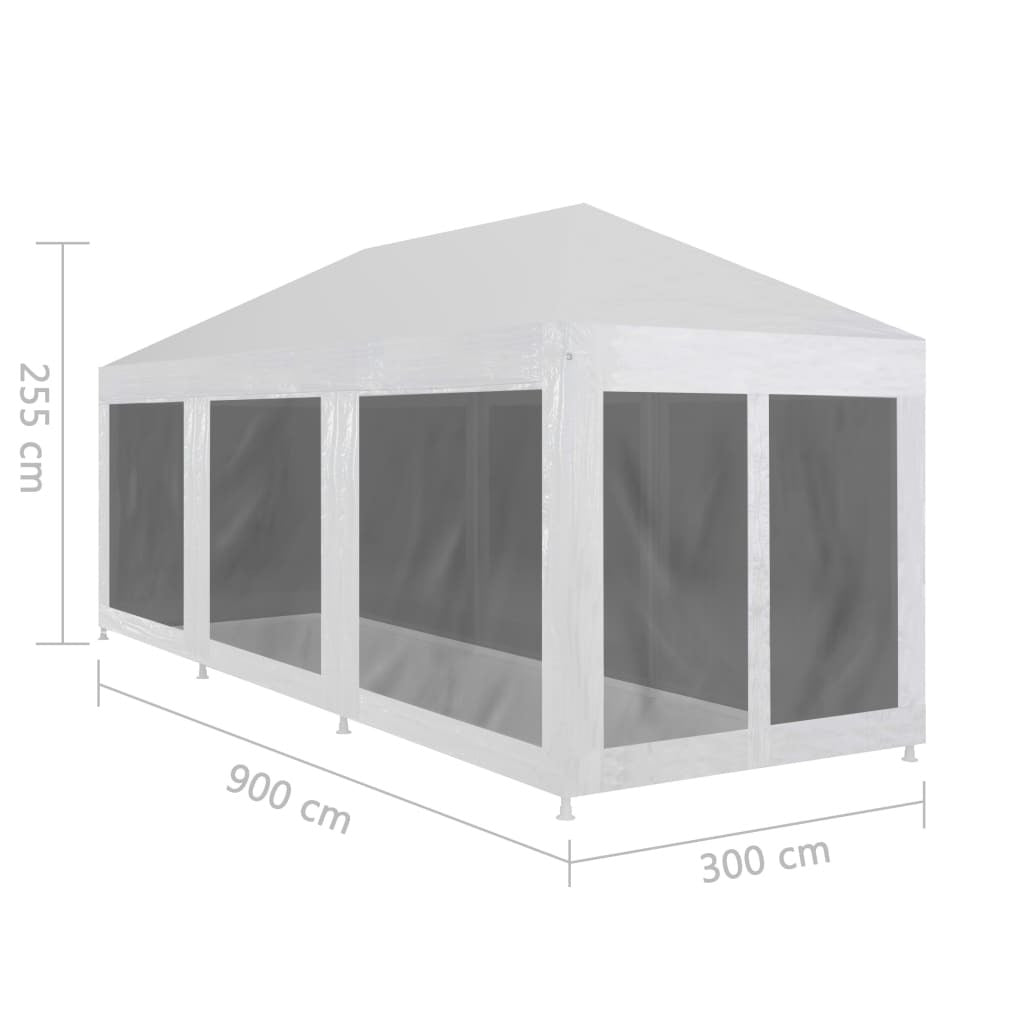 Party Tent with 8 Mesh Sidewalls 29.5'x 9.8'