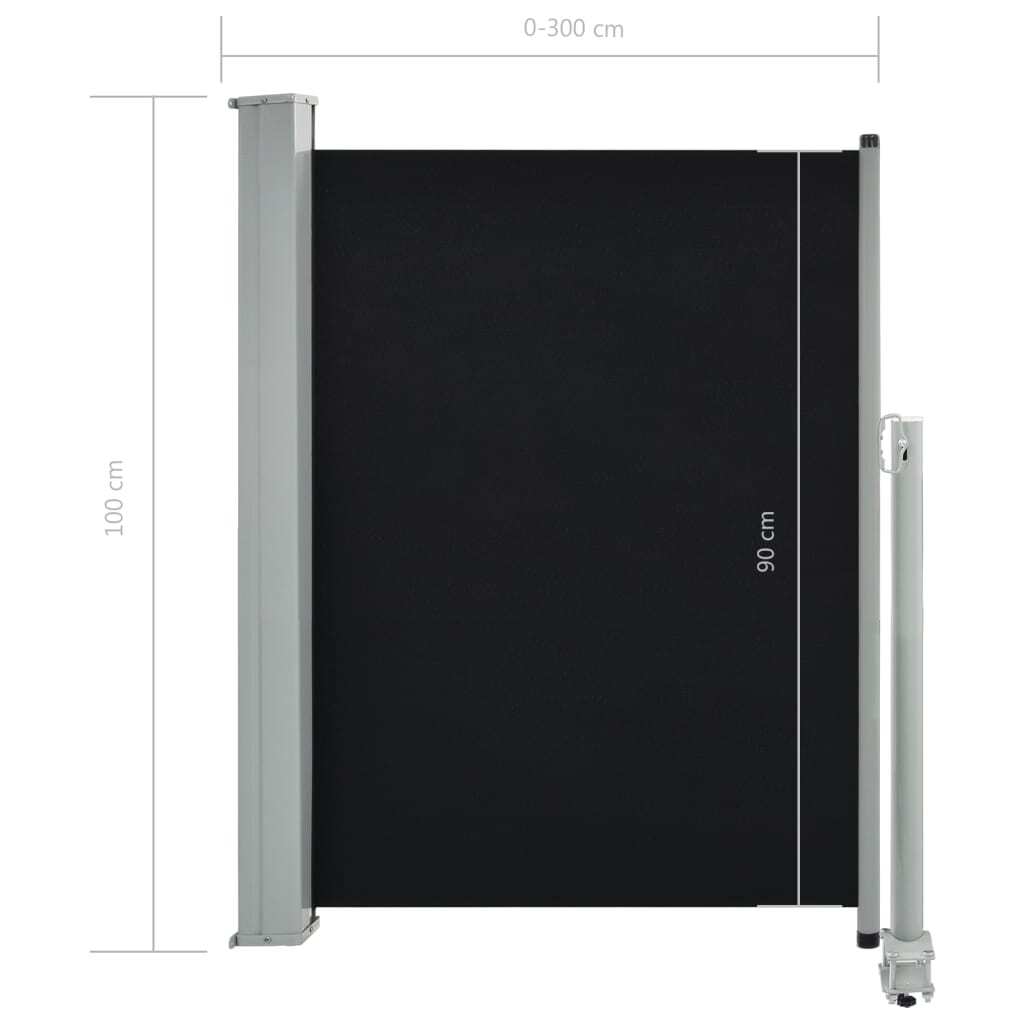 Patio Retractable Side Awning 39.4"x118.1" Black