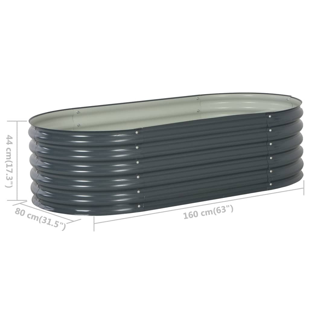 Garden Raised Bed 63"x31.5"x17.3" Galvanized Steel Gray