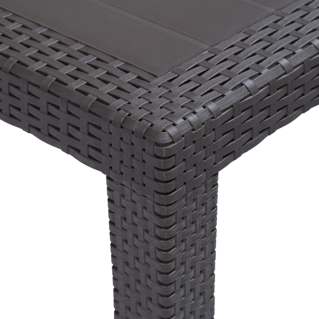 Patio Table Brown 59"x35.4"x28.3" Plastic Rattan Look