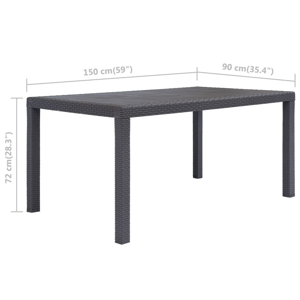 Patio Table Brown 59"x35.4"x28.3" Plastic Rattan Look