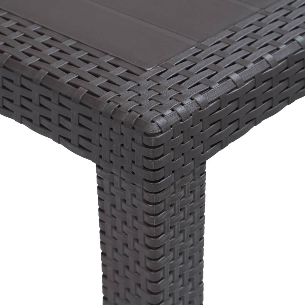 Patio Table Brown 86.6"x35.4"x28.3" Plastic Rattan Look