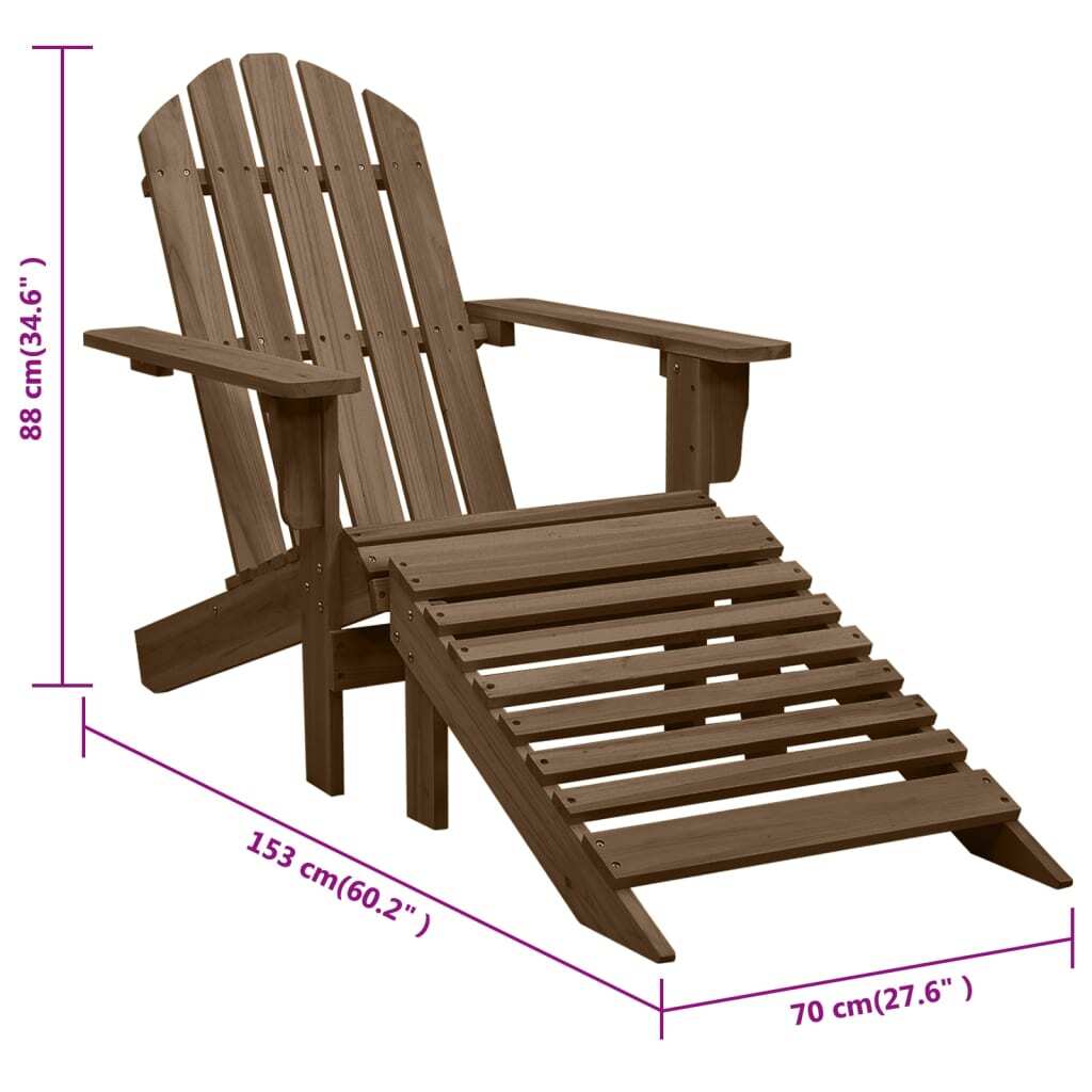 Patio Chair with Ottoman Wood Brown