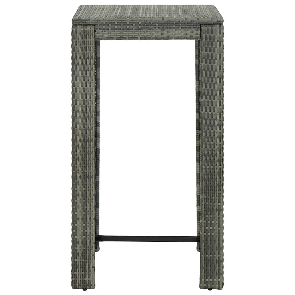 Patio Bar Table Gray 23.8"x23.8"x43.5" Poly Rattan