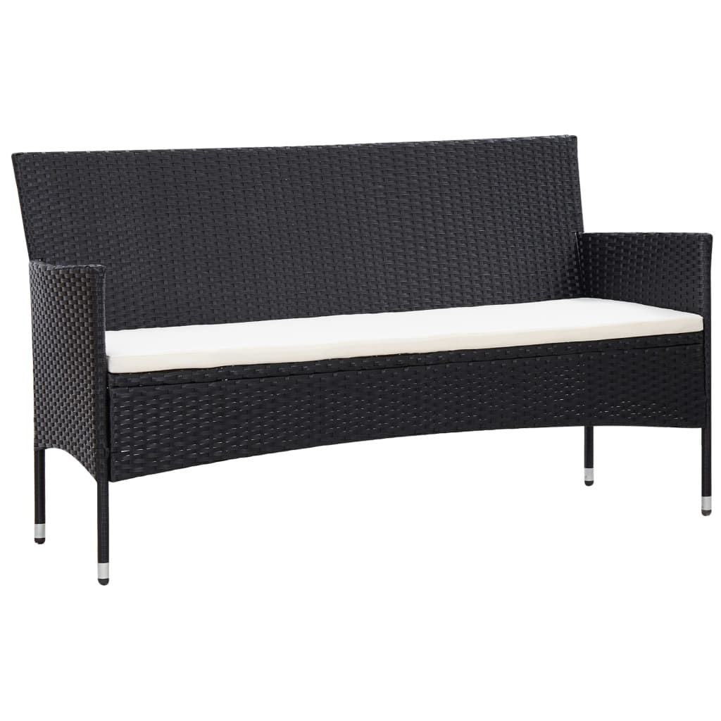 5 Piece Patio Lounge Set With Cushions Poly Rattan Black