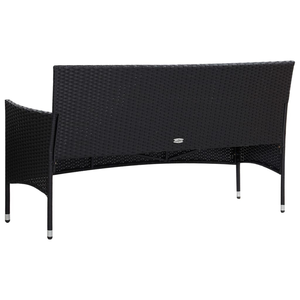 5 Piece Patio Lounge Set With Cushions Poly Rattan Black