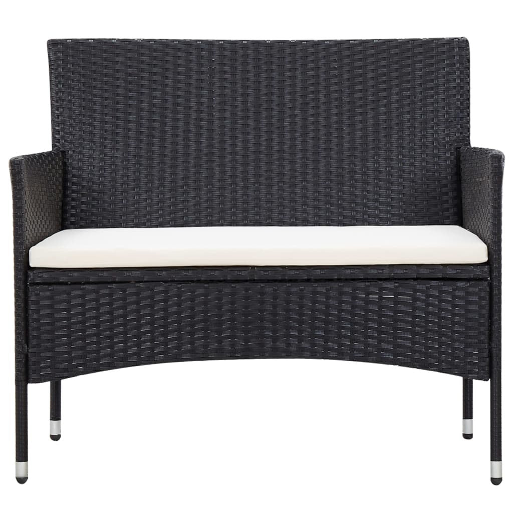 5 Piece Patio Lounge Set With Cushions Poly Rattan Black