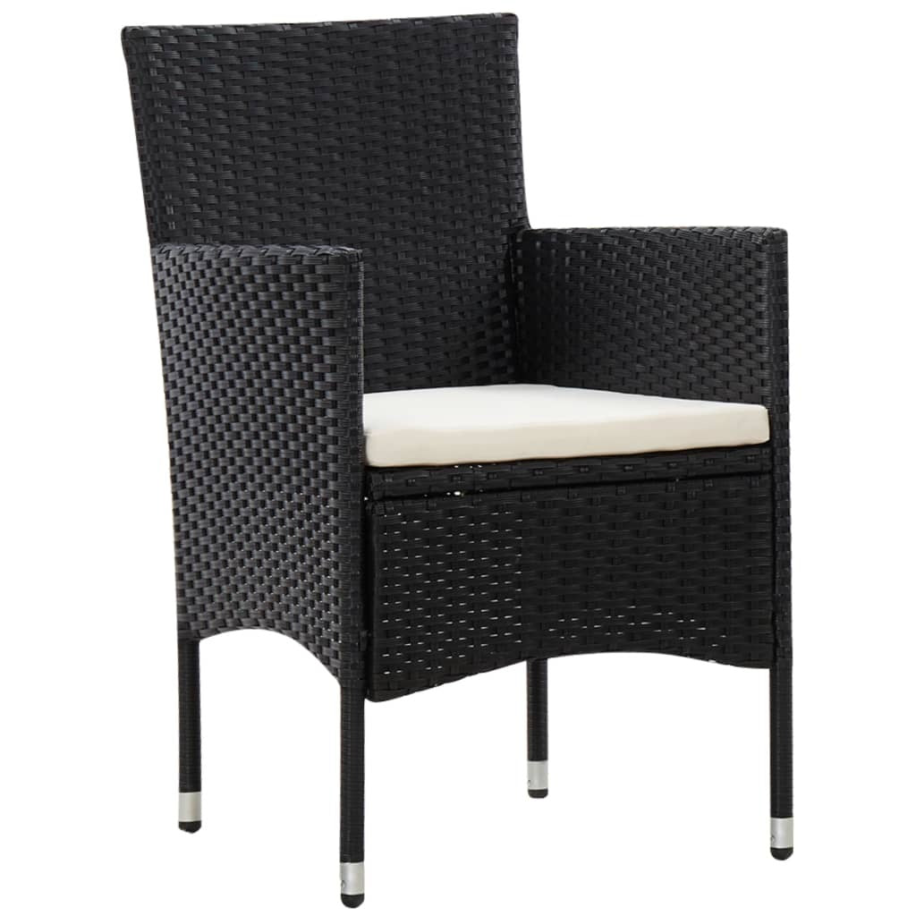 5 Piece Patio Lounge Set With Cushions Poly Rattan Black
