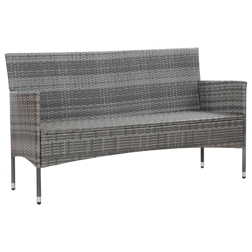 3-Seater Patio Sofa with Cushions Gray Poly Rattan