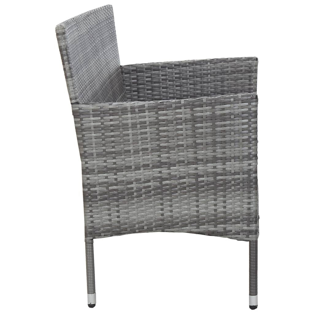 3-Seater Patio Sofa with Cushions Gray Poly Rattan