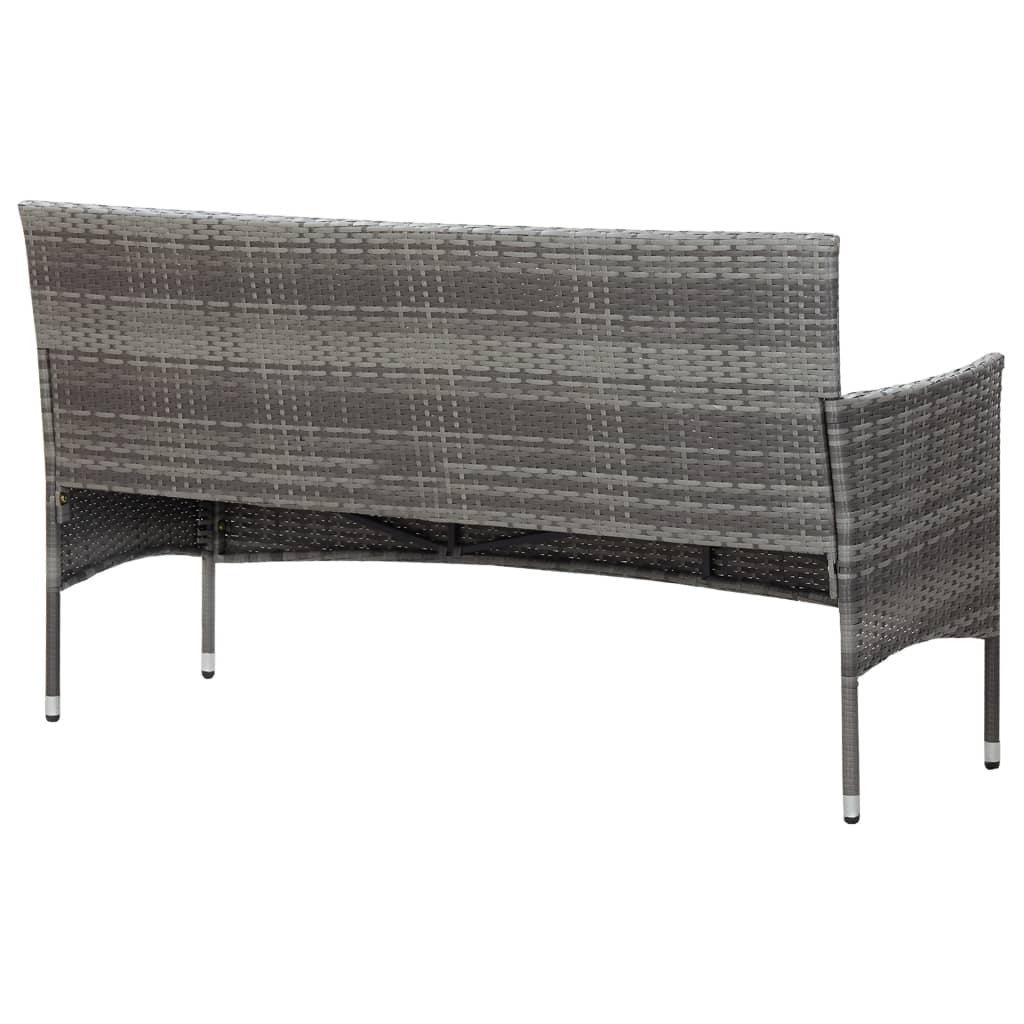 3-Seater Patio Sofa with Cushions Gray Poly Rattan