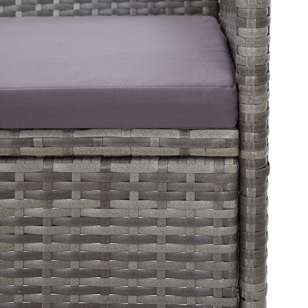 3-Seater Patio Sofa with Cushions Gray Poly Rattan