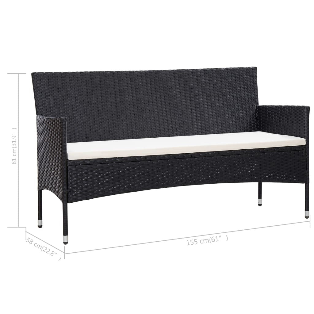 3-Seater Patio Sofa with Cushions Gray Poly Rattan