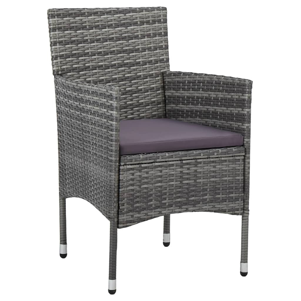 Patio Dining Chairs 2 pcs Poly Rattan Gray