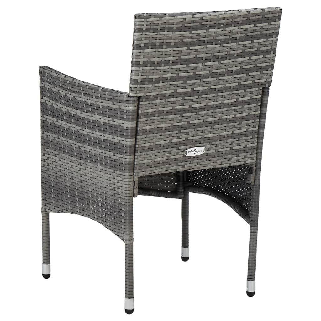 Patio Dining Chairs 2 pcs Poly Rattan Gray