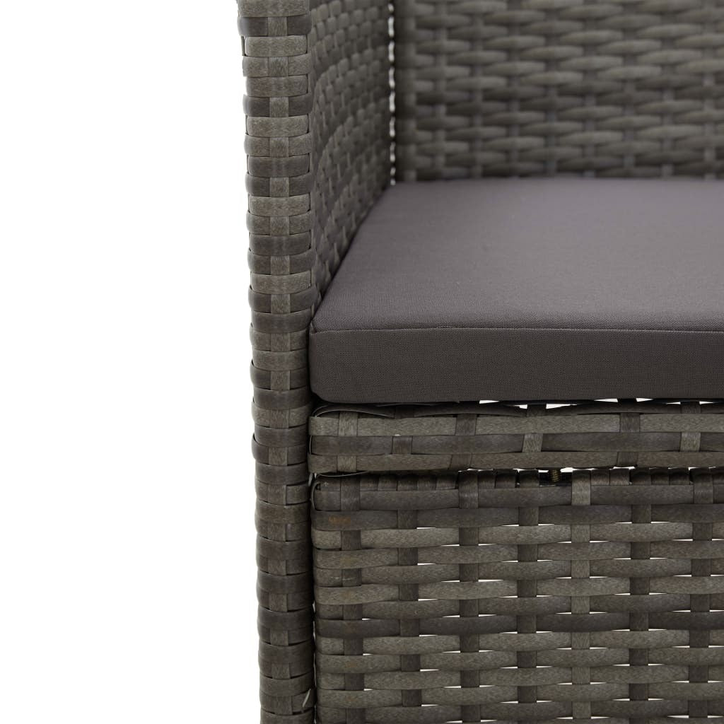 Patio Dining Chairs 2 pcs Poly Rattan Gray