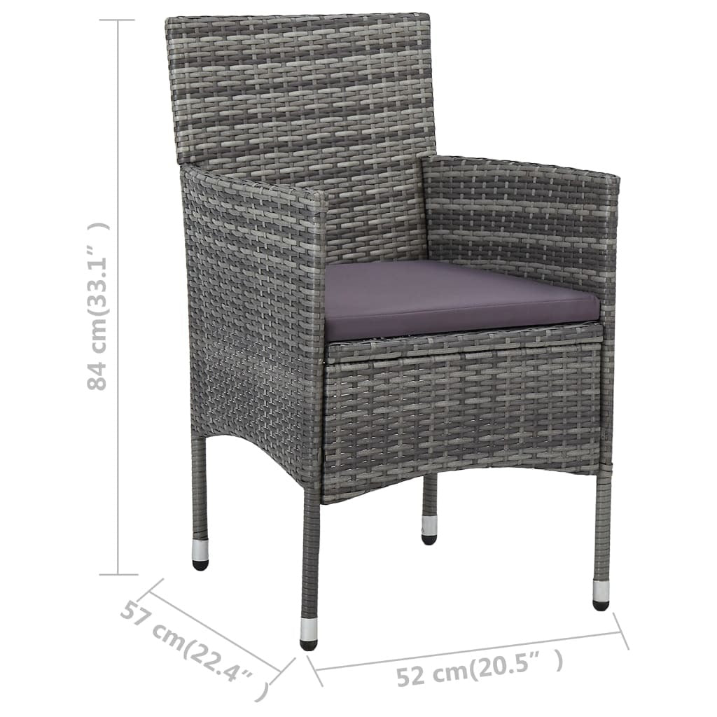 Patio Dining Chairs 2 pcs Poly Rattan Gray