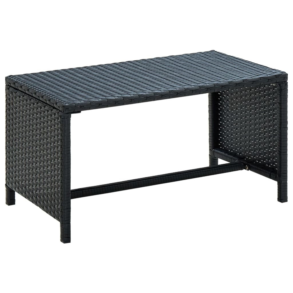 4 Piece Patio Lounge Set with Cushions Poly Rattan Black