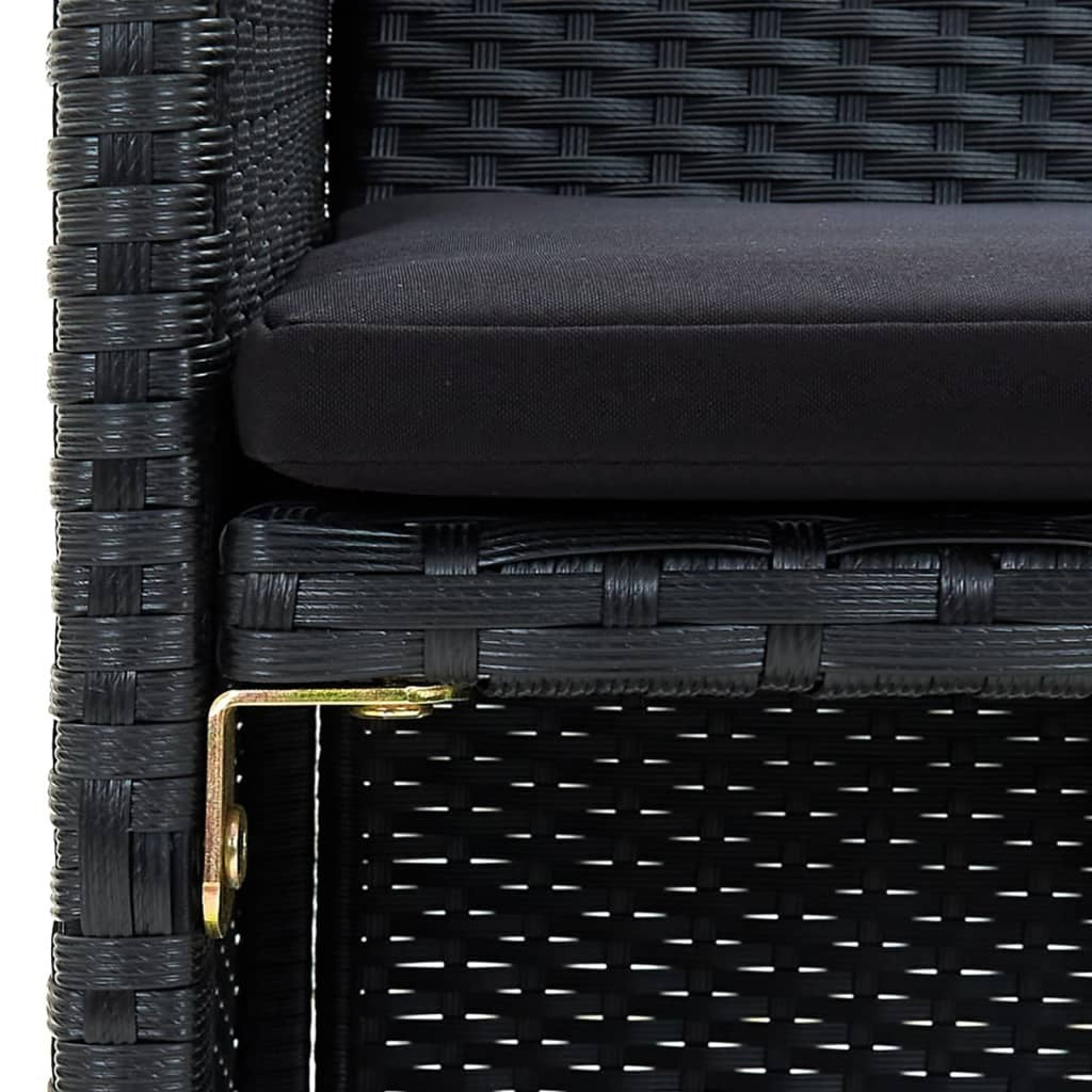 4 Piece Patio Lounge Set with Cushions Poly Rattan Black
