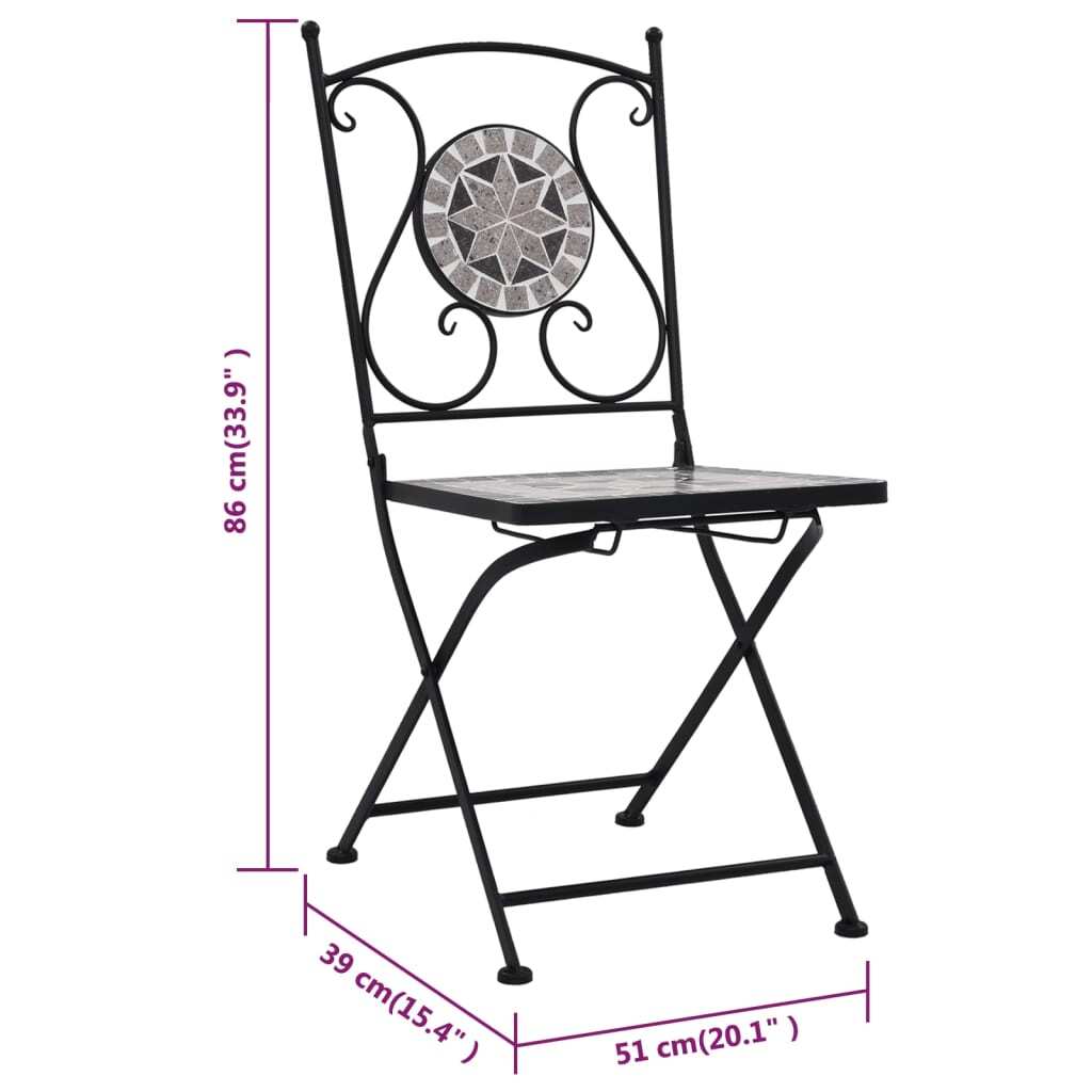 Mosaic Bistro Chairs 2 pcs Gray