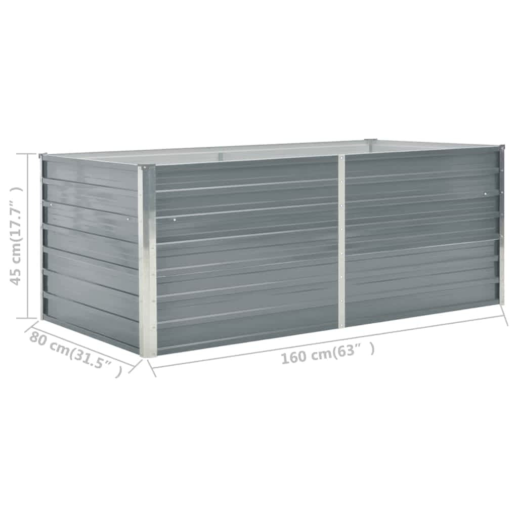 Raised Garden Bed 63"x31.5"x17.7" Galvanized Steel Gray