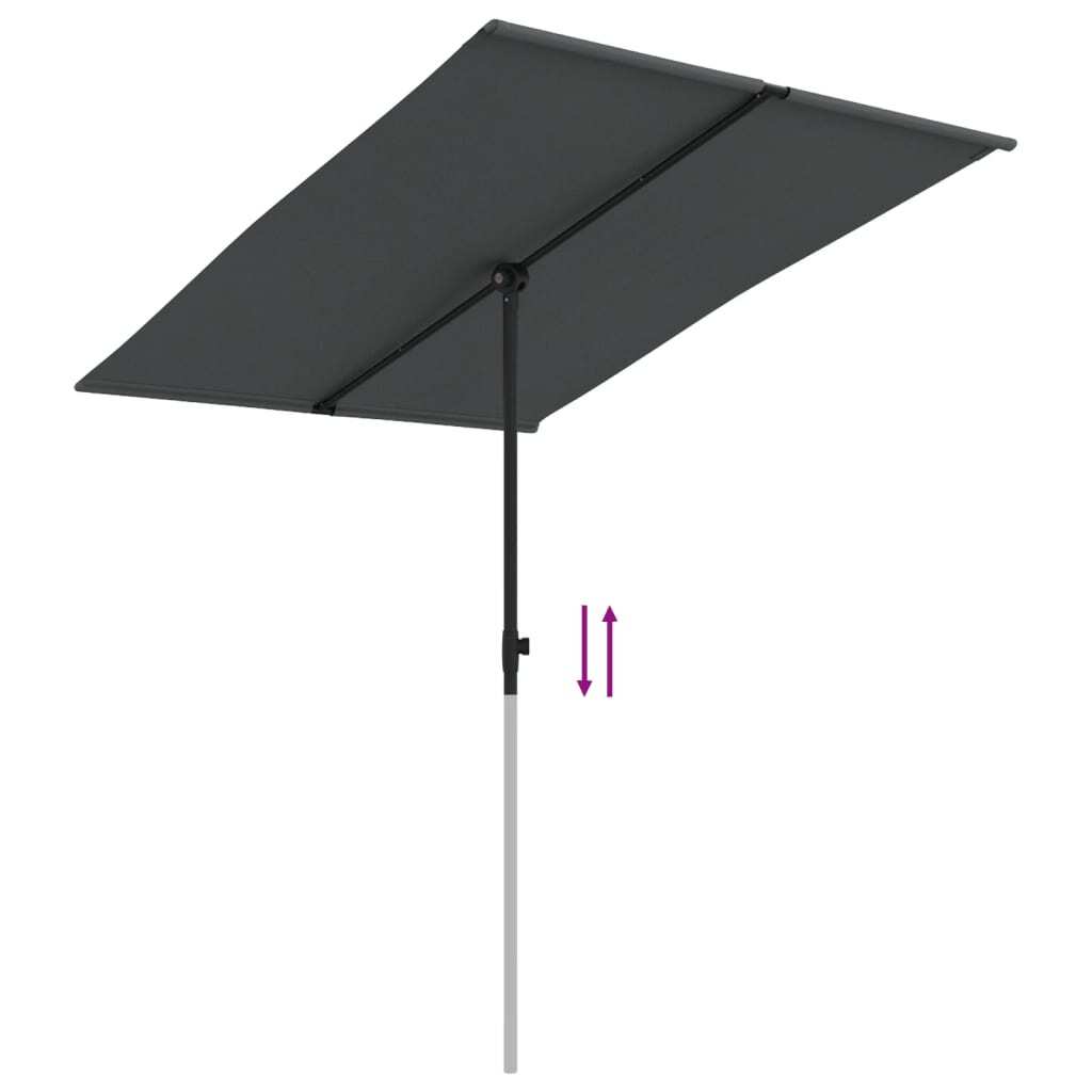 Garden Parasol with Aluminum Pole 6.6'x4.9'Anthracite