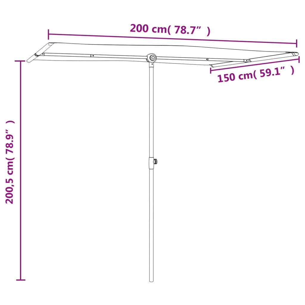 Garden Parasol with Aluminum Pole 6.6'x4.9'Anthracite
