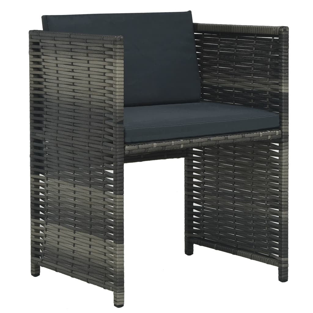 3 Piece Bistro Set with Cushions Poly Rattan Gray
