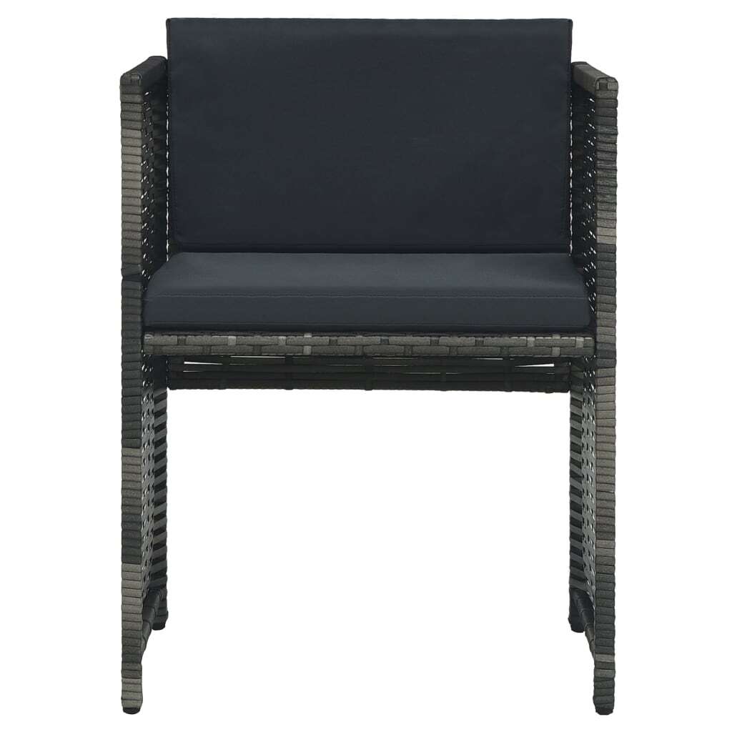 3 Piece Bistro Set with Cushions Poly Rattan Gray