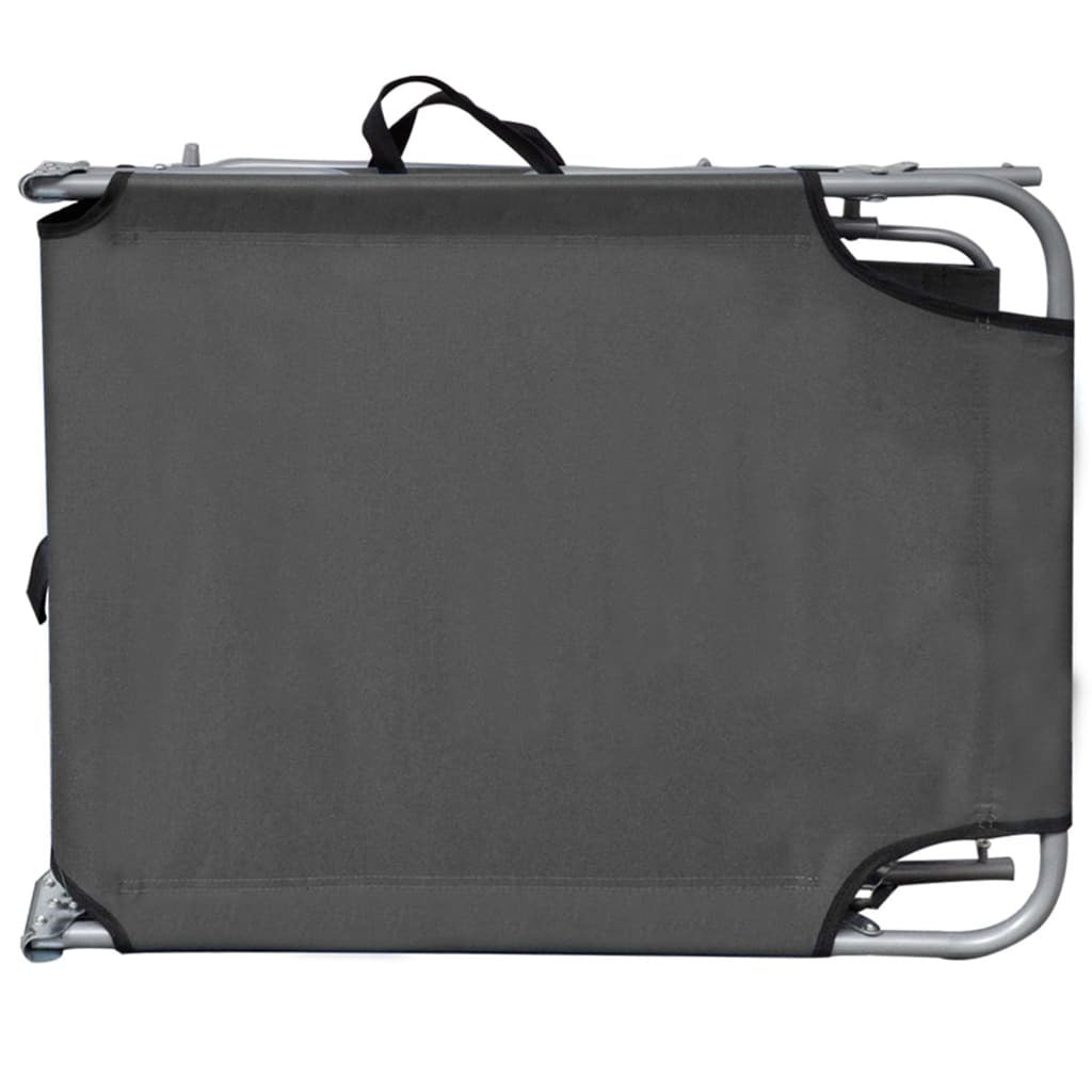 Folding Sun Lounger with Canopy Gray Aluminum