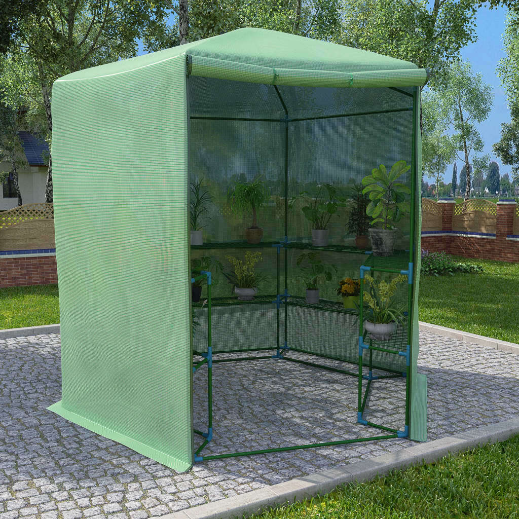 Greenhouse with Shelves Steel 89.4"x87.8