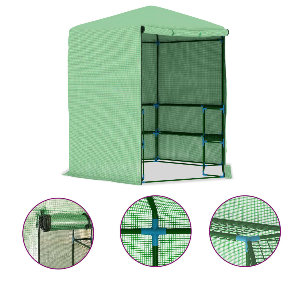 Greenhouse with Shelves Steel 89.4"x87.8