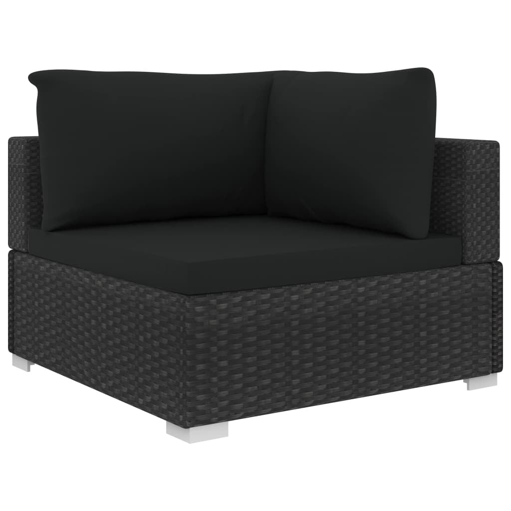 4 Piece Patio Lounge Set with Cushions Poly Rattan Black