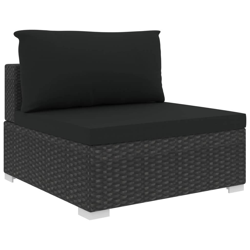 4 Piece Patio Lounge Set with Cushions Poly Rattan Black