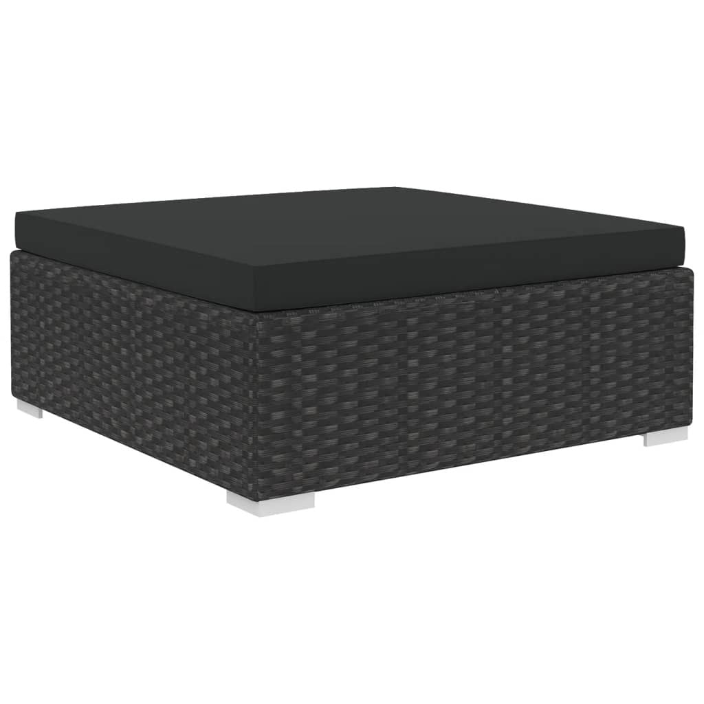 4 Piece Patio Lounge Set with Cushions Poly Rattan Black