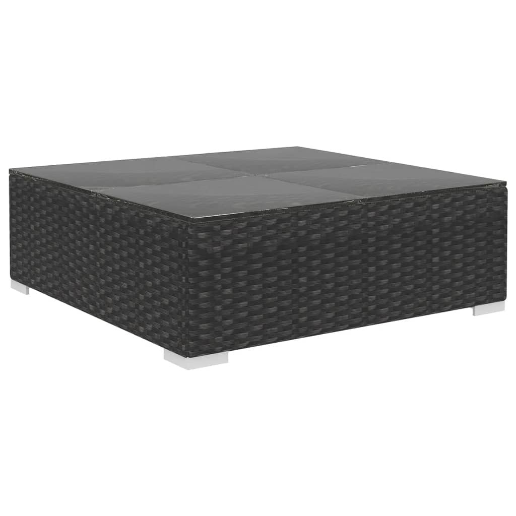 4 Piece Patio Lounge Set with Cushions Poly Rattan Black