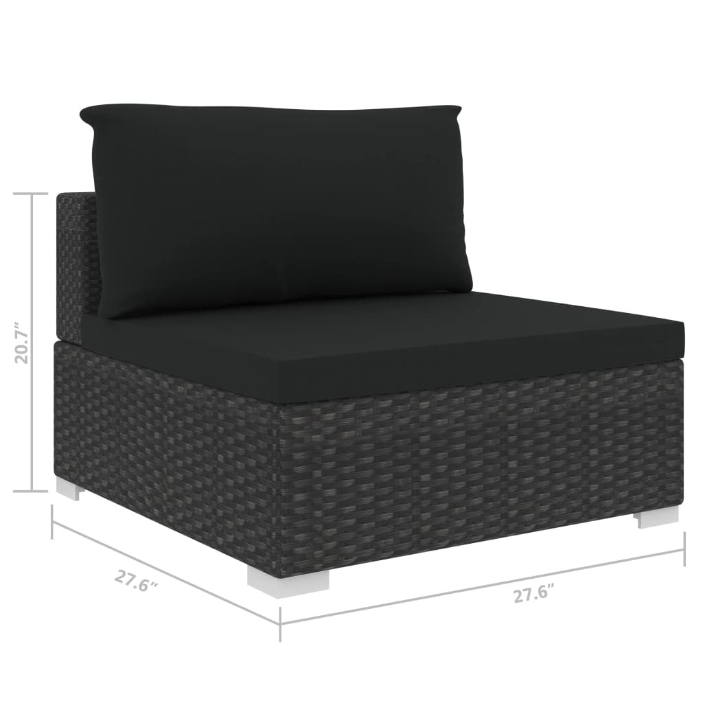 4 Piece Patio Lounge Set with Cushions Poly Rattan Black