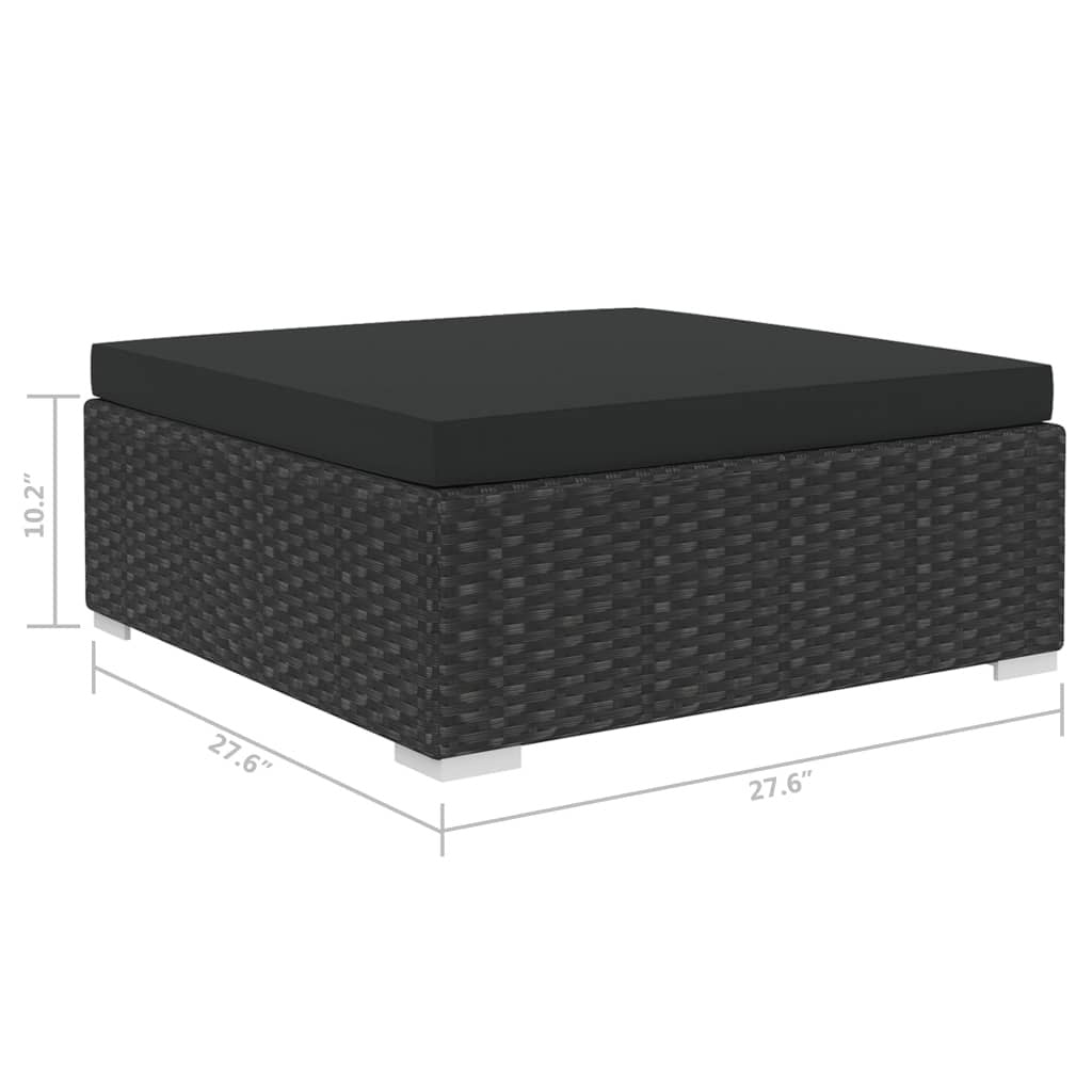 4 Piece Patio Lounge Set with Cushions Poly Rattan Black